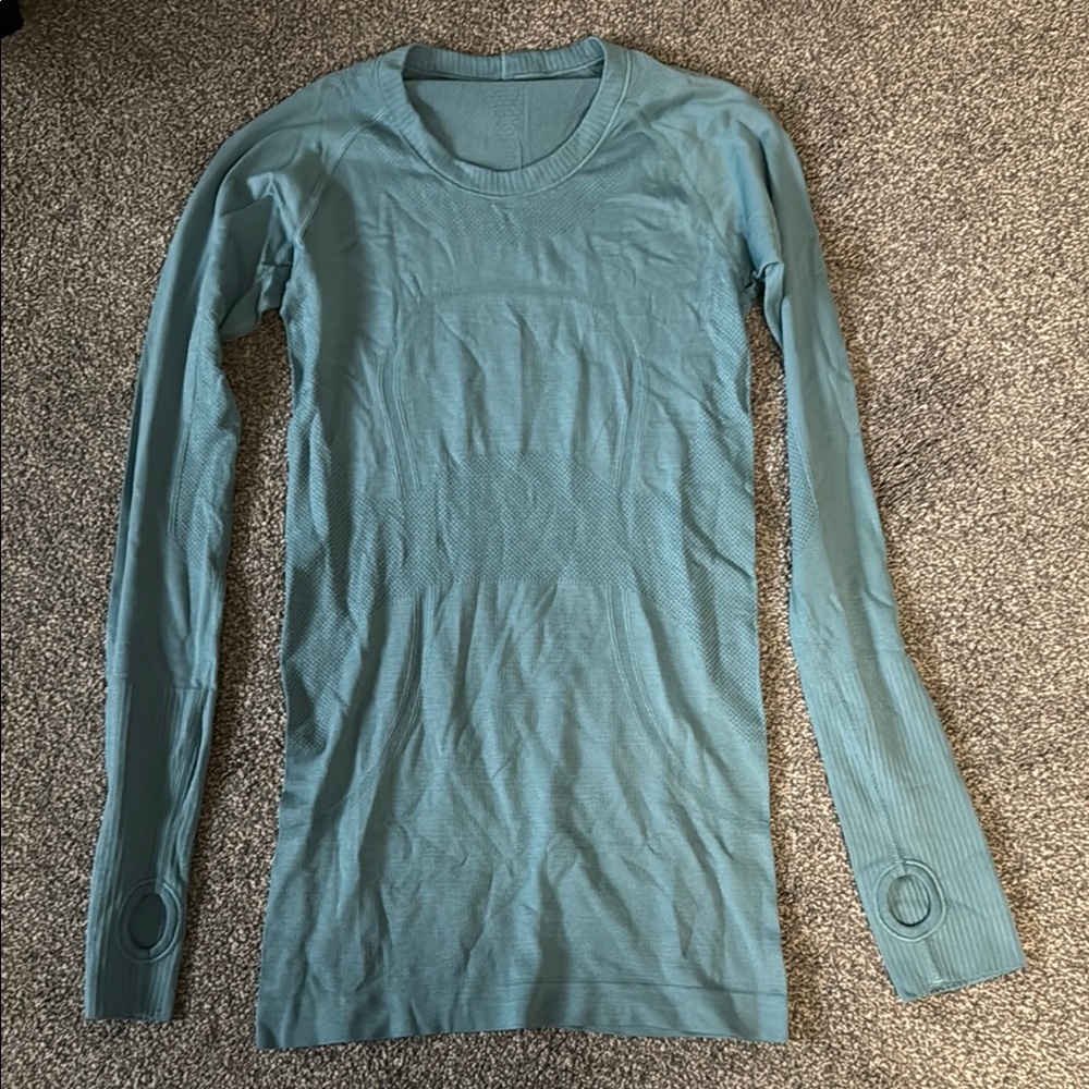 Teal Lululemon swiftly tech long sleeve